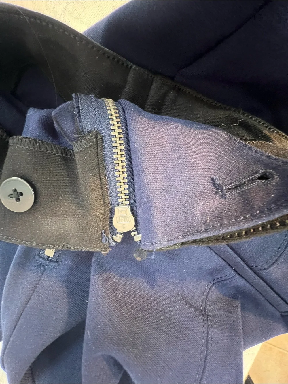 White House Black Market The Skinny Ankle Pants Knit Stretch Navy Side Zip 0👍